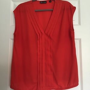 Red sheer NY&Co. Blouse w pleated front